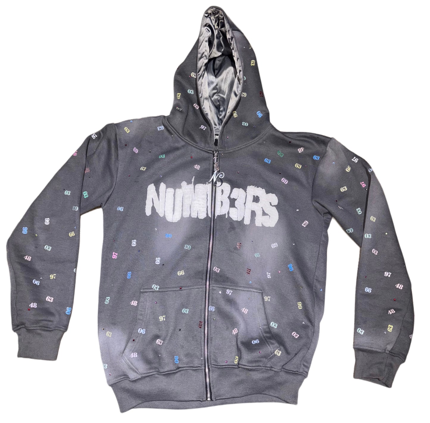 GRAY NUMB3RS ZIP UP