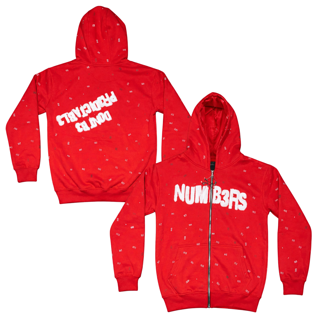 RED NUMBERS ZIP UP