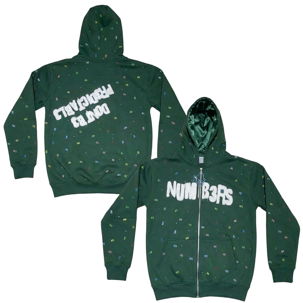 DARK GREEN NUMB3RS ZIP UP