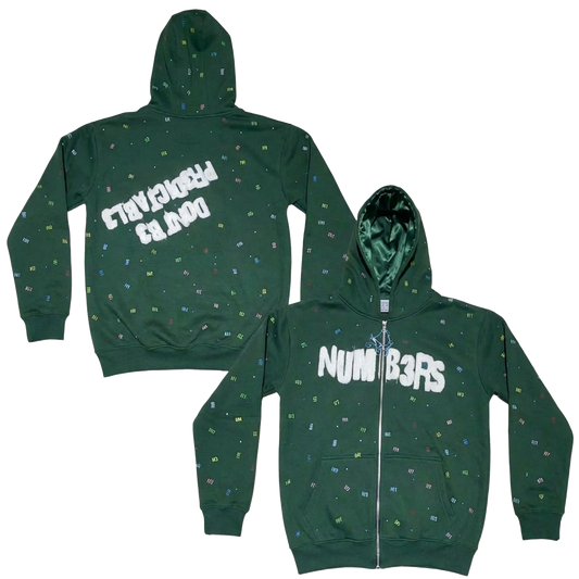 DARK GREEN NUMB3RS ZIP UP