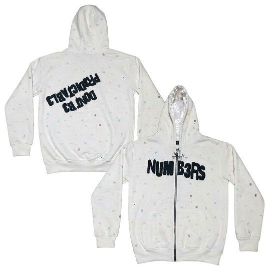 WHITE NUMB3RS ZIP UP